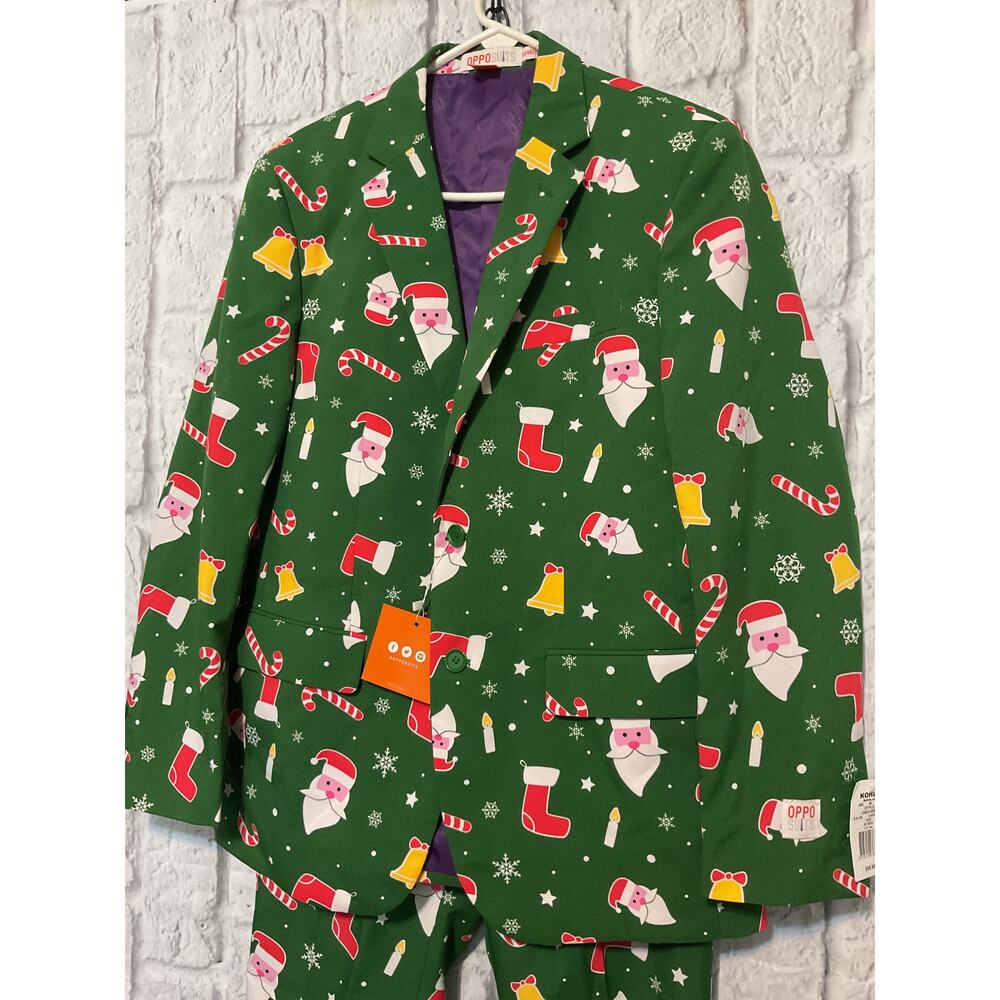 OppoSuits Green Holiday Patterned Suit - image 5